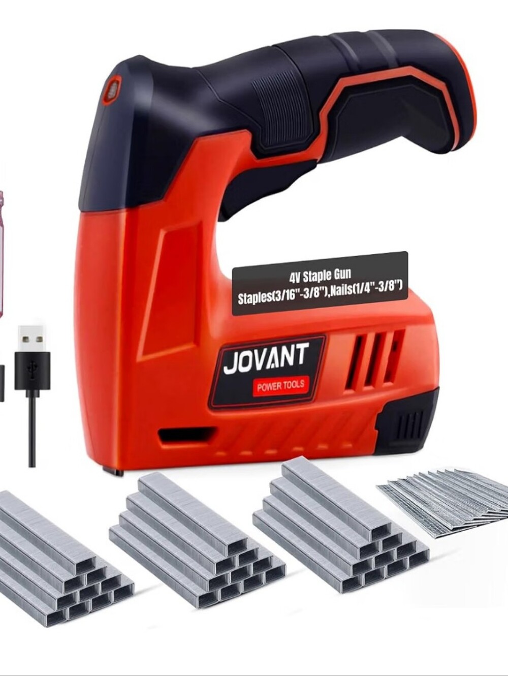 JOVANT Cordless Electric Staple Gun in Red and Black